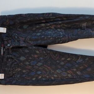 Fragile blue jeans peacock print jeans paint skinny pants 7